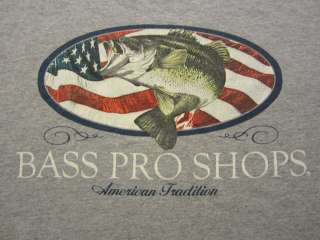 Mens T Shirt BASS PRO SHOPS AMERICAN TRADITION FISHING gray size sz M 