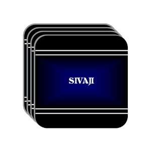 Personal Name Gift   SIVAJI Set of 4 Mini Mousepad Coasters (black 