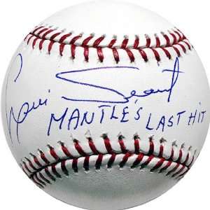  Luis Tiant Autographed MLB Baseball with Mantles Last Hit 