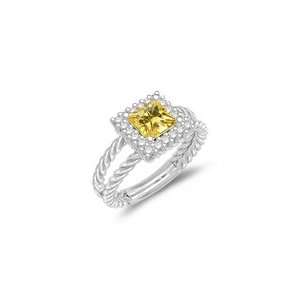  0.20 Cts Diamond & 0.78 Cts Yellow Sapphire Cluster Ring 