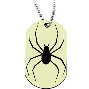  Glow in the Dark Spider Dog Tag Necklace: Jewelry