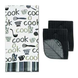  Kay Dee Designs Cook Towel and Dish Cloth, Black , Set of 