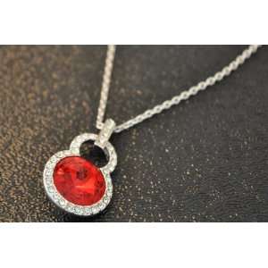  Red Lock Swarovski Crystal Necklace: Office Products