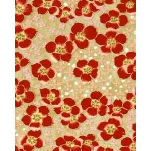  Chiyogami Paper   8 1/2 x 11   Royal Red Blossoms (10 Pack 