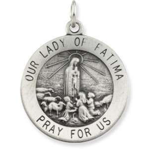  12.00 Mm 14K Yellow Gold Our Lady Of Fatima Medal: Jewelry