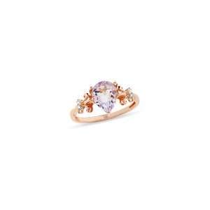  ZALES Pear Shaped Pink Amethyst Ring in 10K Rose Gold with 