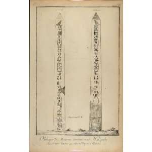 1757 Engraving Obelisk Hieroglyphics Heliopolis Egypt   Copper Plate 