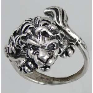  Sterling Silver Lion Ring Made in America: Jewelry