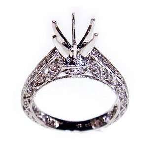  18KT White Gold Engagement Ring (accomodates 1 ct. Diamond 