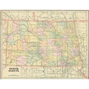 Cram 1894 Antique Map of North Dakota