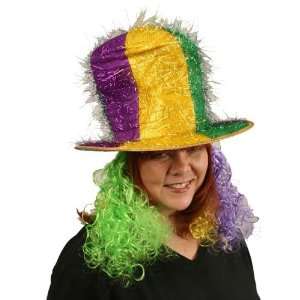  Mardi Gras Tinsel Top Hat w/Curly Wig: Office Products