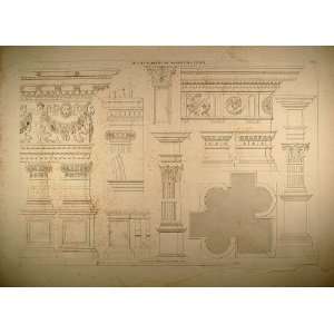  1841 Engraving Library Venice Sansovino J. N. L. Durand 
