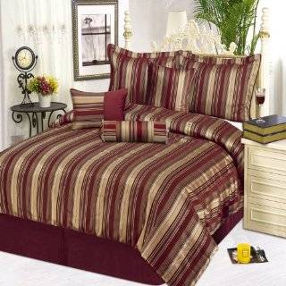  LCM Home Fashions Royal Stripe 7 Piece King Comforter Set 