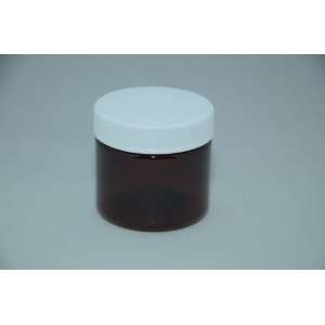 1 oz PET UV Single Wall Amber Jar with White Ribbed Lid 