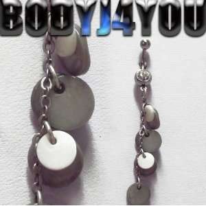  Belly Ring Gray Circles 14g Belly Button Navel Ring Dangle   Free 
