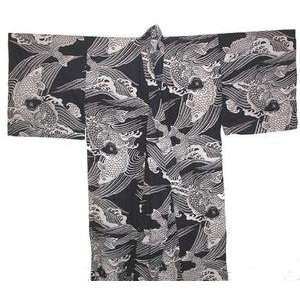  Japanese Mens Yukata Kimono Robe Koi Navy 60in Size L 