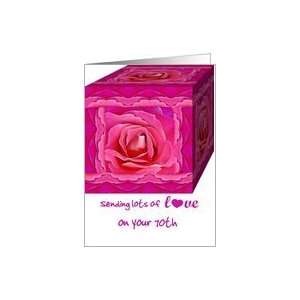 Seventy Years Old Birthday with Rose Covered Gift Box Card 