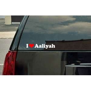  I Love Aaliyah Vinyl Decal   White with a red heart 