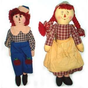  18 Raggedy Ann & Andy with Button Eyes: Toys & Games