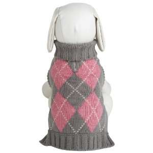  Worthy Dog Argyle Sweater   Pink & Grey   Small: Pet 