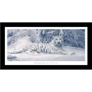  WHITE TIGER Winter snow animal landscape art FRAMED 