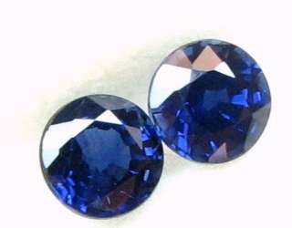 Natural Loose GemTwo Round Blue Sapphires 0.65Ct 3.8MM  