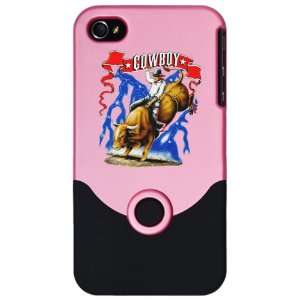  iPhone 4 or 4S Slider Case Pink Cowboy Riding Bull With 