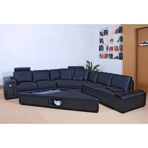    Diamond Black Bonded Leather Sectional Sofa Set: Home & Kitchen