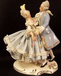 Crown N Dresden Dancing Couple in Blue Grey Wigs Crazed  