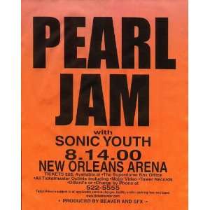  Pearl Jam Sonic Youth New Orleans Concert Poster 2000 