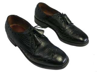   ALLEN EDMONDS OSTENDO Shark Skin Black Shoes, Model Nassau, 6 C  