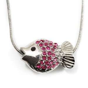   Reversible Fish Pendant With Snake Chain   38cm Length Jewelry