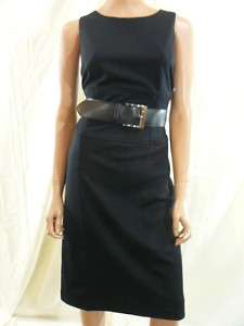 NEW Adrienne Vittadini Black Belted Ponte Knit Dress 12  