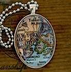 New York Bronx Map necklace LARGE 40X30mm Glass domed pendant atlas NY 