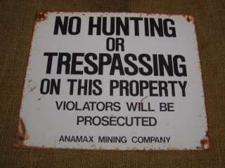 Vintage No Hunting Sign  Old Antique Trespassing Signs  