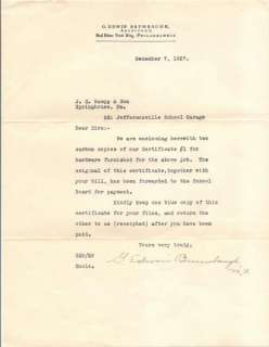 Edwin Brumbaugh Architect Philadelphia Letter 1927  