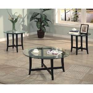  3 Piece Table Set in Cappuccino Finish with Glass Top by 