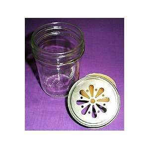  Half pint jelly jar with gold daisy cutout lid Kitchen 