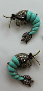 Vintage Style Crystal Blue Shrimp Necklaces Earrings #569  