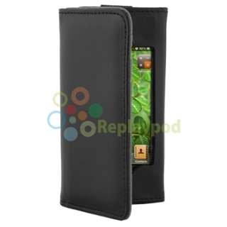 Black Leather Wallet Cover Case+Privacy Screen Protector For Apple 