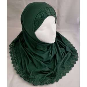  Green 2 Piece Al Amira Hijab with Lace Trim Everything 