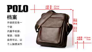   POLO Mens Leather Shoulder bag Briefcase weave grid 0654 BROWN  