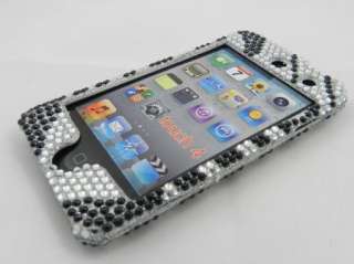 Silver Zebra Bling Hard Case Cover for iPod Touch 4th Gen  