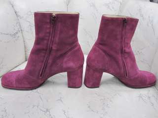 CHANEL Fuscia Suede LOGO Ankle Boots Size 39 FRANCE  