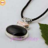stainless steel round black agate abalone paua mop bead pedent /charm