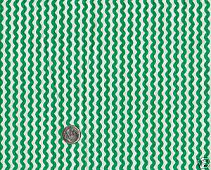 FQ, Quilting Fabric RETRO Green & White Zig Zag Design  