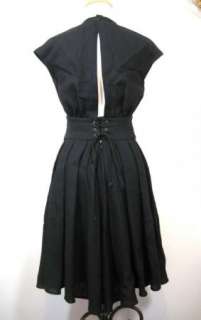 OPENING CEREMONY Black Linen Corset Fitted Dress $600 S  