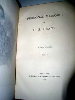 Personal Memoirs U S Grant~Civil War~!1st of 1st ed.1885 86 RARE 