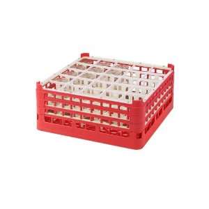   tall 25 compartment Glass Rack, Red, 19 3/4x19 3/4x8 1/2   52712 33