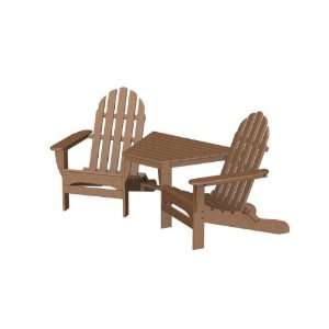   Double Adirondack Chair & Table Set   Raw Sienna: Patio, Lawn & Garden